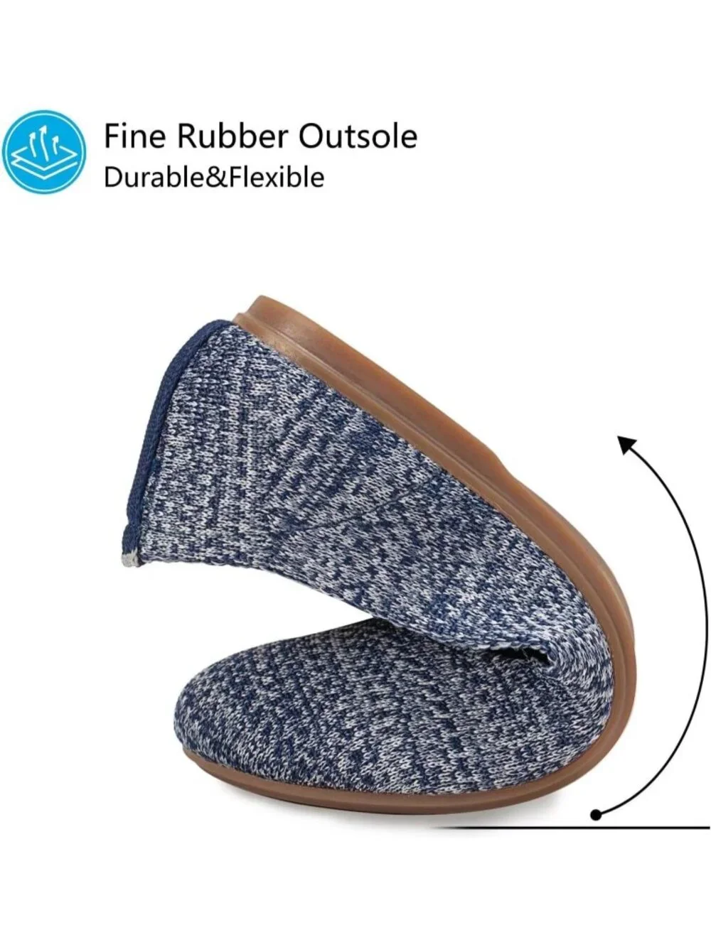 Women's Blue Print Round Toe Low Wedge Slip On Soft Ballerina Ballet Flat Shoes